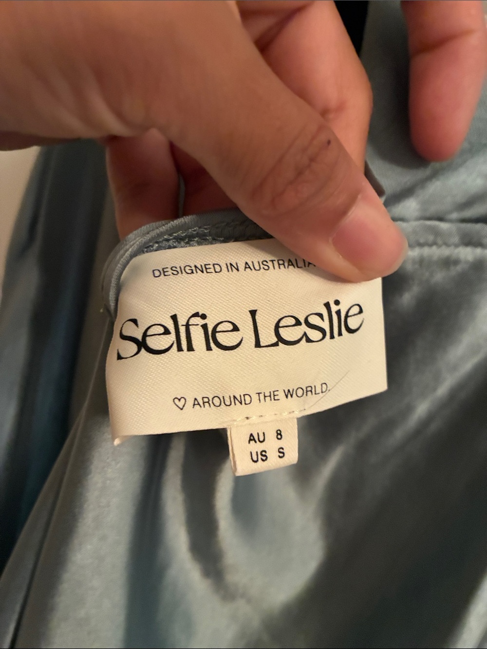 Selfie Leslie Satin Cap-Sleeve Maxi Dress in Steel Blue - Picture 7 of 7